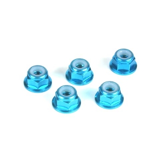 4mm Alum Flanged Lock Nut - Blue - DYN8572-nuts,-bolts,-screws-and-washers-Hobbycorner
