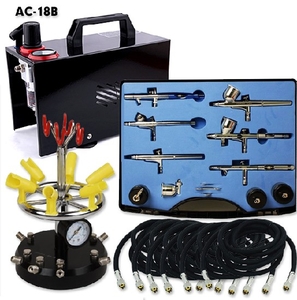 Mini Air Compressor With 6 Assorted Airbrushes & Holders-paints-and-accessories-Hobbycorner