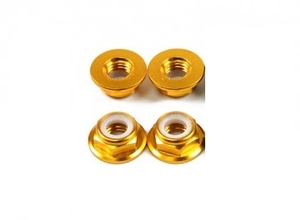 M4 Aluminium Hex Flange Nut Yellow Gold - Height 4mm-nuts,-bolts,-screws-and-washers-Hobbycorner