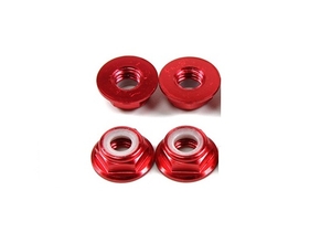 M4 Aluminium Hex Flange Nut Red - Height 4mm-nuts,-bolts,-screws-and-washers-Hobbycorner