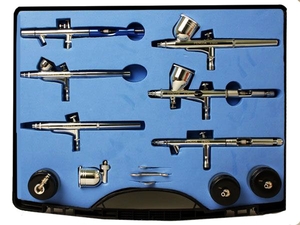 6 Double Action Airbrush Set - BD813-paints-and-accessories-Hobbycorner