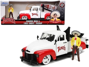 1/24 1953 Chevrolet Pickup Truck White and Red with Charro Man - 31968-dicast-models-Hobbycorner