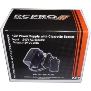 Power Supply 240VAC, 12V 2A DC. Female cigarette socket - RCP-12V2ACIG-chargers-and-accessories-Hobbycorner