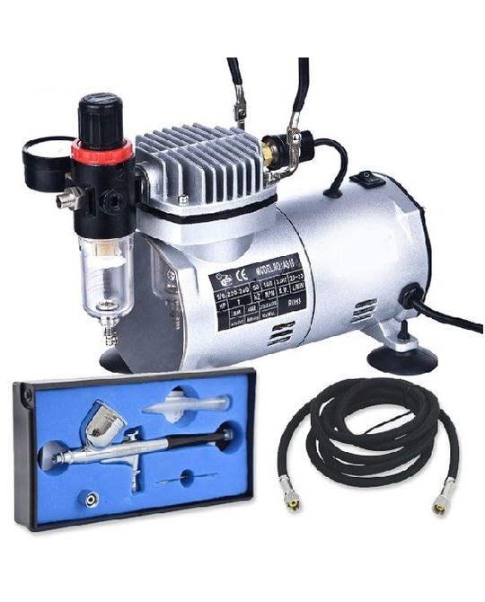 Compressor With Pro Gravity Air Brush + Spare NZL & NDL