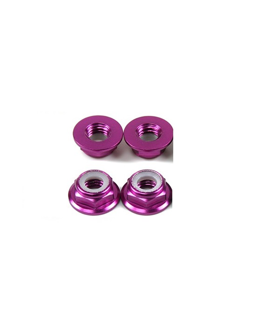 M5 Flange Hex Nuts Purple CW Thread Low Profile