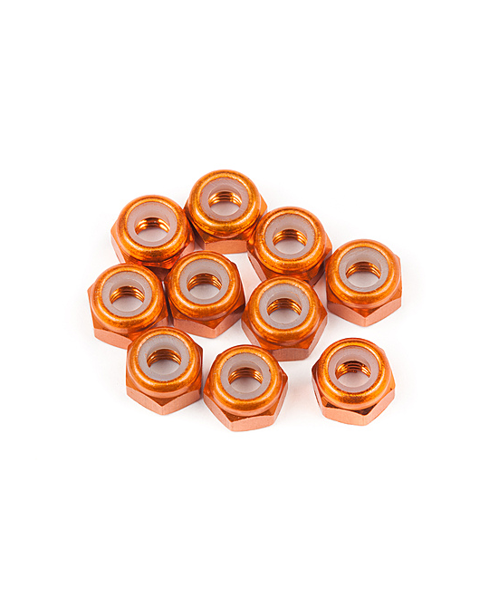 M3 Hex Locknuts Aluminium Orange