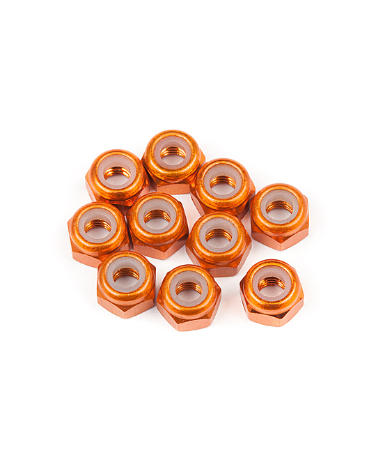 M3 Hex Locknuts Aluminium Orange