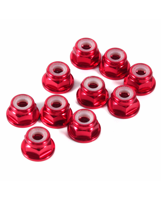 M3 Hex Locknuts Aluminium Red