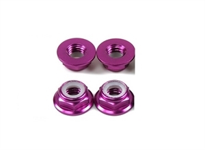 M4 Aluminium Hex Flange Nut Purple - Height 4mm-nuts,-bolts,-screws-and-washers-Hobbycorner