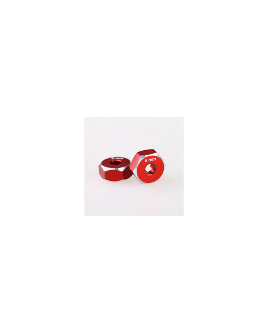 Hex Hub -12x6 mm - Red - 2pk