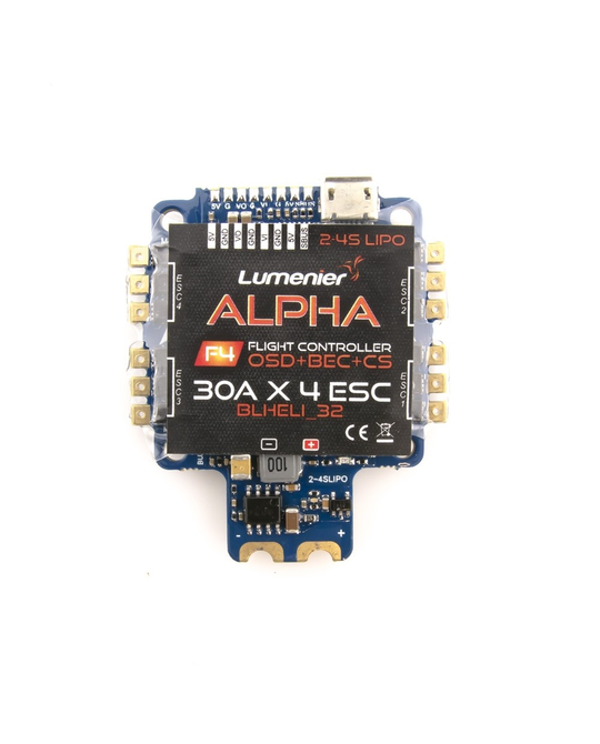 ALPHA AIO Flight Controller (F4 FC, 4x 30A BLHeli_32 ESC, OSD, PDB, Curr)