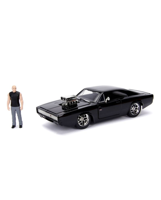 Dodge Charger R/T Black with Dom Diecast Figure "Fast & Furious" Movie "Build N' Collect" 1/24 - JA30698