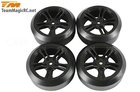 Tires -  1/10 Drift -  mounted -  5 Spoke Black wheels -  12mm Hex -  45° -  Hard (4 pcs) -  503390BK