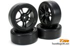 Tires -  1/10 Touring -  mounted -  5 Spoke Black wheels -  12mm Hex -  (4 pcs) -  503329BK