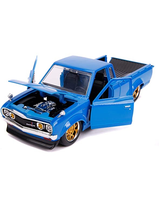 1/24 Datsun Pickup Truck Bright Blue with Gold Wheels - 31603