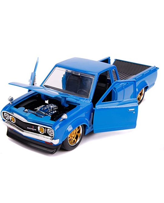 1/24 Datsun Pickup Truck Bright Blue with Gold Wheels - 31603