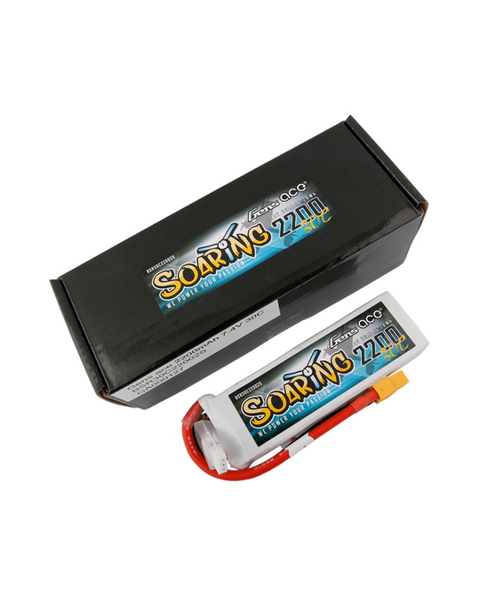 2200mAh 2S 7.4v 30C - Soaring Series 104x35x15mm 122g - XT60