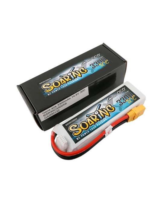 3300mAh 4S 14.8v 30C - Soaring Series - 137x43x26mm 328g - XT90