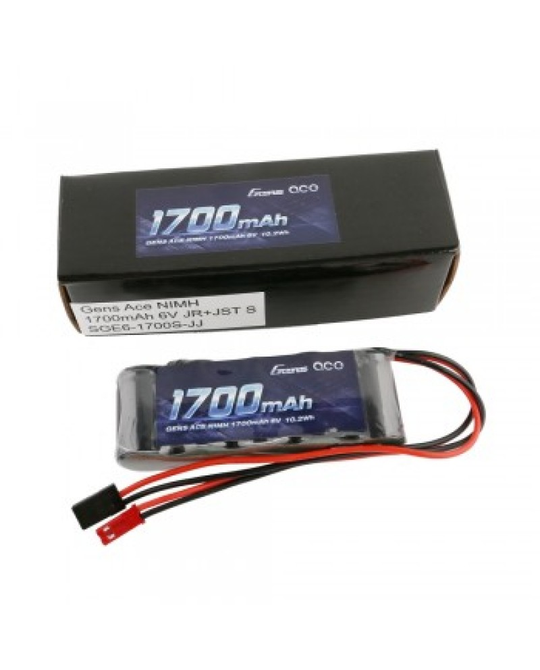 6.0V 1700mAh 2/3A nimh Flat RX Battery Pack - Dual JR-JST Plug