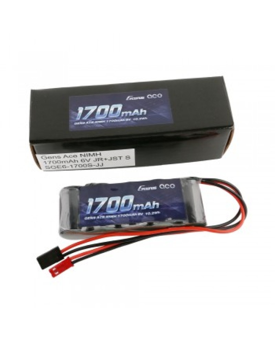 6.0V 1700mAh 2/3A nimh Flat RX Battery Pack - Dual JR-JST Plug