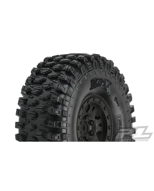 Hyrax 1.9" G8 Rock Terrain Scale Crawler Truck Tires Mounted on Impulse Black Plastic Internal Bead-Loc Wheels- 10128-10