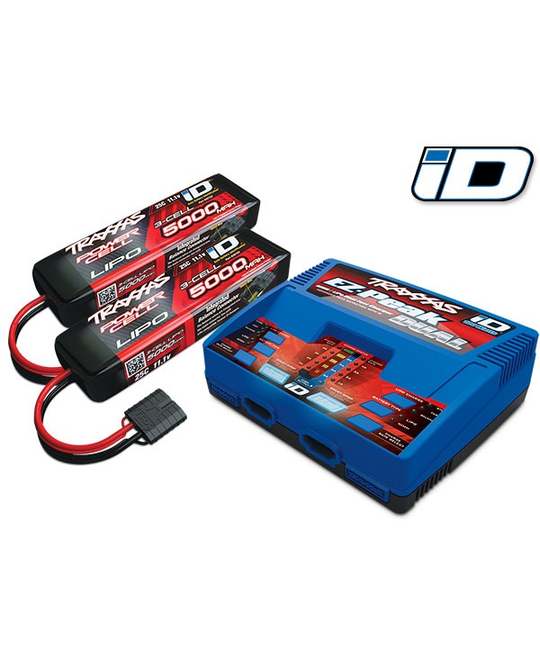 Dual iD charger with 2x 5000mAh 11.1V 3-cell 25C LiPo batteries - 2990