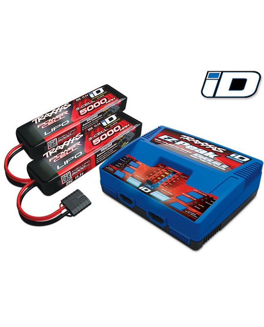 Dual iD charger with 2x 5000mAh 11.1V 3-cell 25C LiPo batteries - 2990