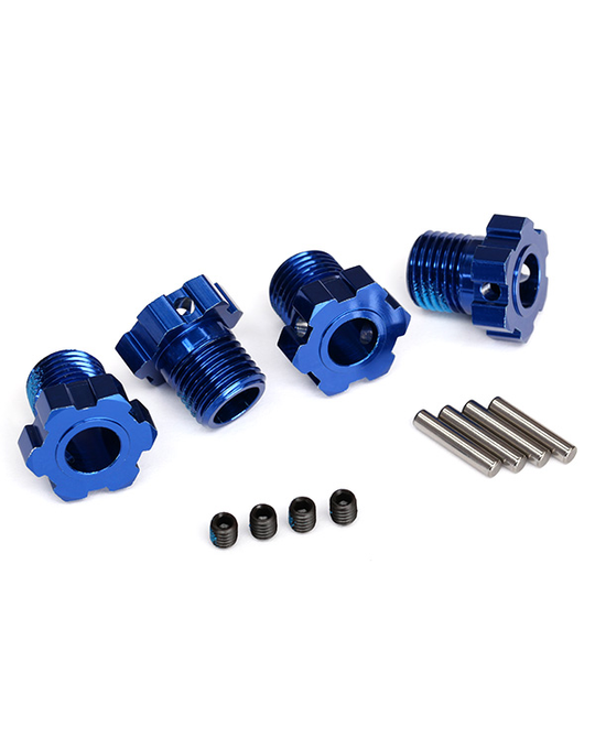 Wheel hubs, splined, 17mm (blue-anodized) (4) - 8654