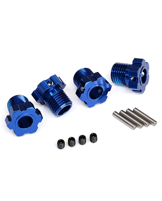 Wheel hubs, splined, 17mm (blue-anodized) (4) - 8654