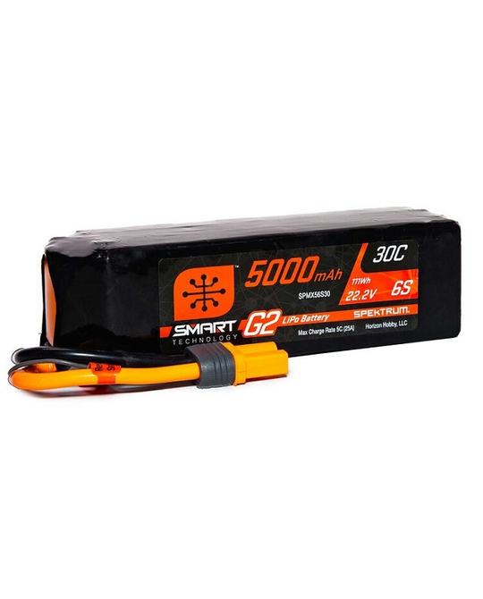 Spektrum - 5000mAh 6S 22.2V Smart G2 LiPo - 30C - IC5