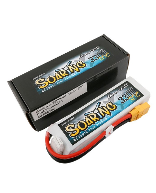 3300mAh 4S 14.8v 30C 137x43x26mm 328g XT90 Soaring Series