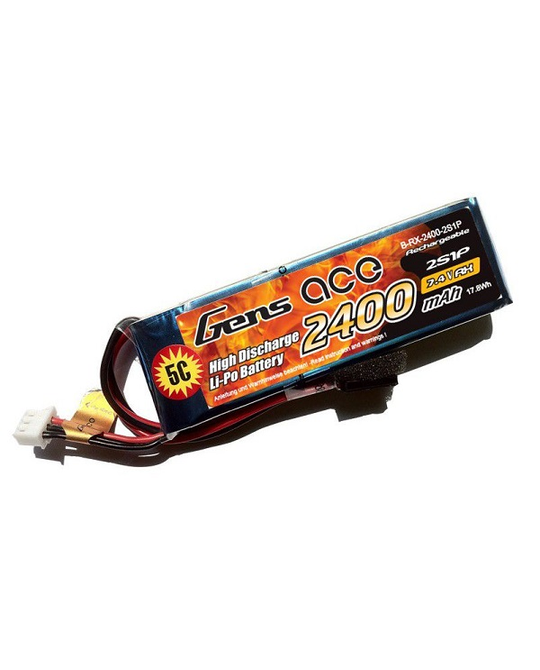 2400mAh 2S 7.4v RX - 88x29x17mm - 94g