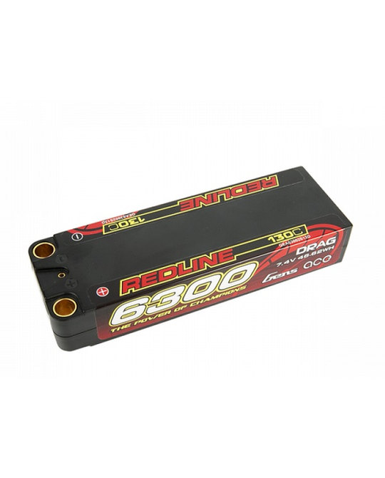 Redline 6300mAh 2S 7.4v Drag Race Lipo 138x46x25mm 300g 8mm Plug