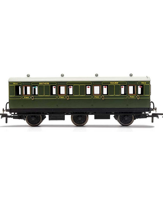 SR, 6 Wheel Coach, 1st Class, Fitted Lights, 7514 - Era 3 - R40131