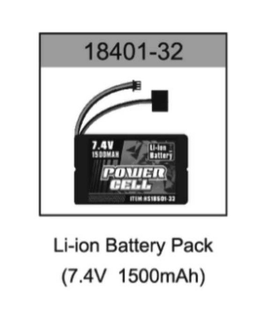 7.4V 1500mAh Li-ion Pack for Lightning Truggy