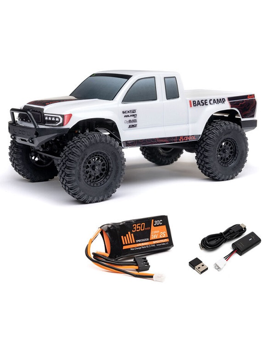 1/24 SCX24 Base Camp 4x4 Rock Crawler Brushed RTR - White