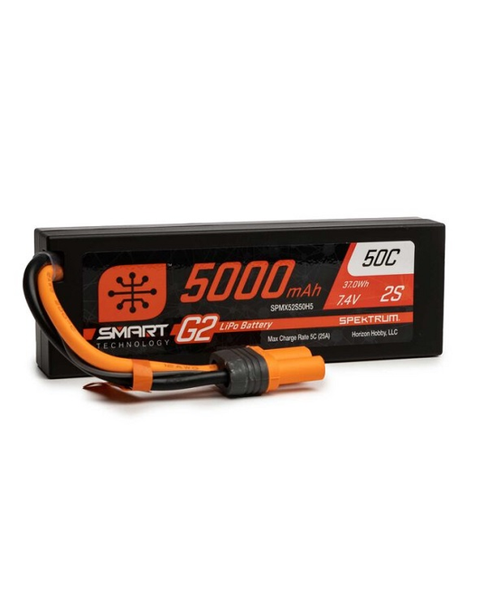 5000mAh 7.4v 2S 50C Smart G2 Hardcase LiPo Battery - IC5