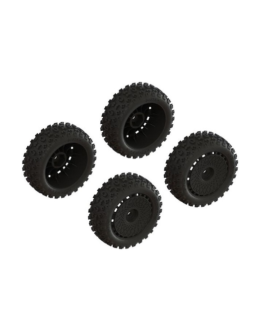 Arrma Dboots Back-Flip LP 4S Pre-Glued Black Tires (Set Of 2) – Z-AR550050
