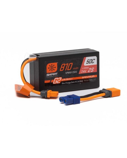 810mAh 2S 7.4V Smart G2 50C LiPo - IC2 and EC2 Adapter