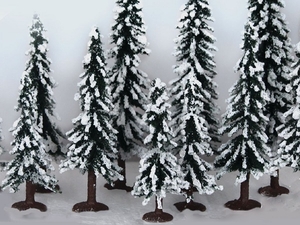 Scenery Snow Evergreen Tree 75-150mm - (10pk) - 92077-trains-Hobbycorner