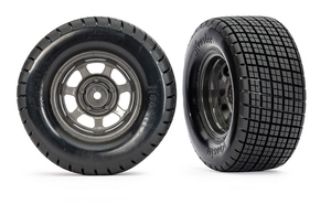 Dirt Oval Gray Front Wheels - Hoosier Tires (2) - 10473X-wheels-and-tires-Hobbycorner