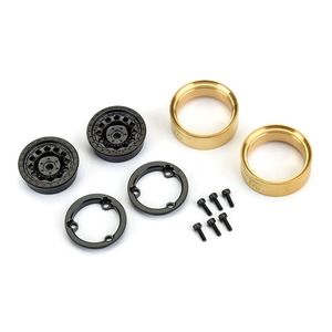 1/24 Rock Shooter Brass F/R 1.0' 7mm Hex Crawler Wheels (2) SCX24-wheels-and-tires-Hobbycorner