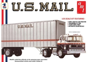 1/25 Ford C900 US Mail Truck with USPS Trailer - 1326-model-kits-Hobbycorner