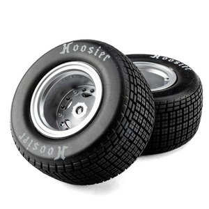 Hoosier Tires, Medium, Mounted, Satin Aluminum, Left/Right (2)-wheels-and-tires-Hobbycorner