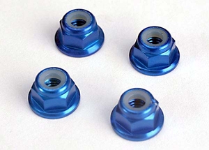 Traxxas -  1747R -  Nuts, aluminum, flanged, serrated (4mm) (blue- anodized) -  1747R-nuts,-bolts,-screws-and-washers-Hobbycorner