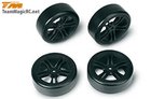 1/10 Drift -  mounted -  5 Spoke Black wheels  -  503302BK