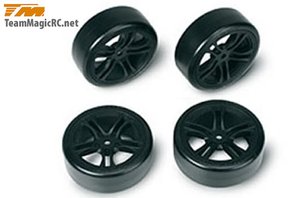 1/10 Drift -  mounted -  5 Spoke Black wheels  -  503302BK-wheels-and-tires-Hobbycorner