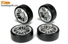 1/10 Drift -  mounted -  5 Spoke Silver wheels  -  503302S