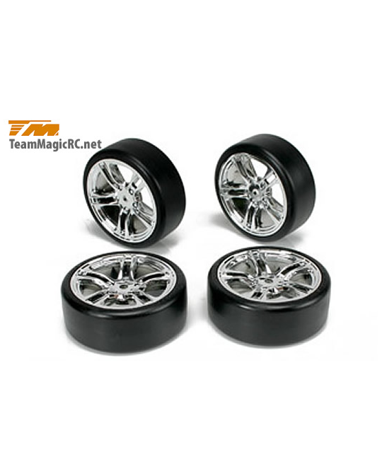 1/10 Drift -  mounted -  5 Spoke Silver wheels  -  503302S