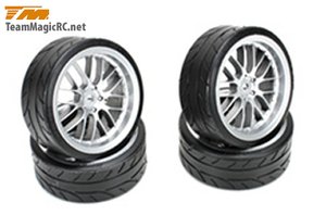 1/10 Drift -  mounted -  8 Spoke Fog Silver wheels  -  503330FS-wheels-and-tires-Hobbycorner